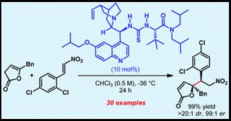 Graphical abstract: Catalytic enantioselective construction of quaternary stereocenters by direct vinylogous Michael addition of deconjugated butenolides to nitroolefins